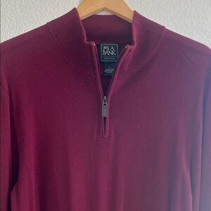 Jos. A. Bank Men's Burgundy Quarter Zip-Sweater